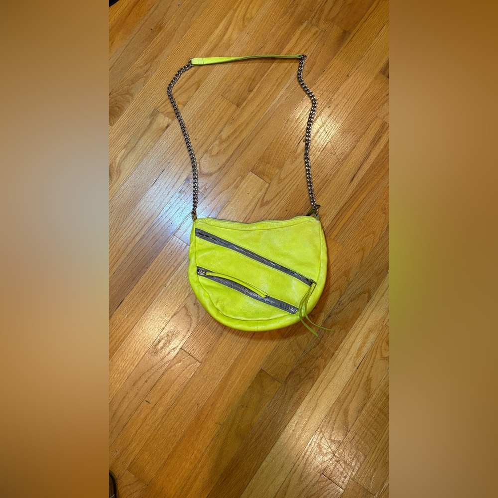 Kelsi Dagger Yellow Leather Shoulder Bag with Chain Strap